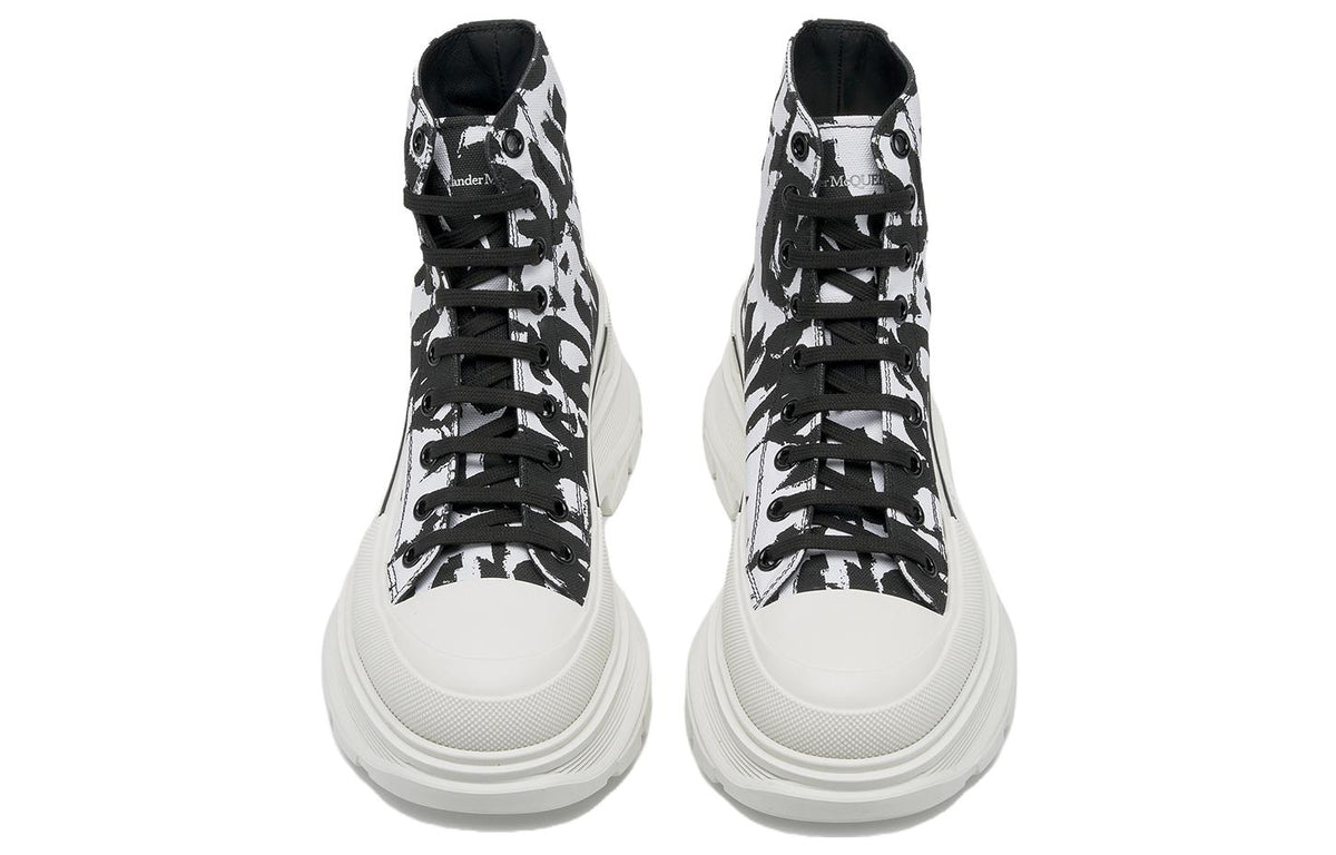 Alexander McQueen Tread Slick Graffiti Boots 'White Black Cream' 705667W4TG49356 #