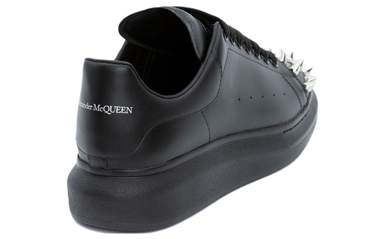 Alexander McQueen Leather Spike Larry Sneakers 'Black' 705807WHTQQ1081 #