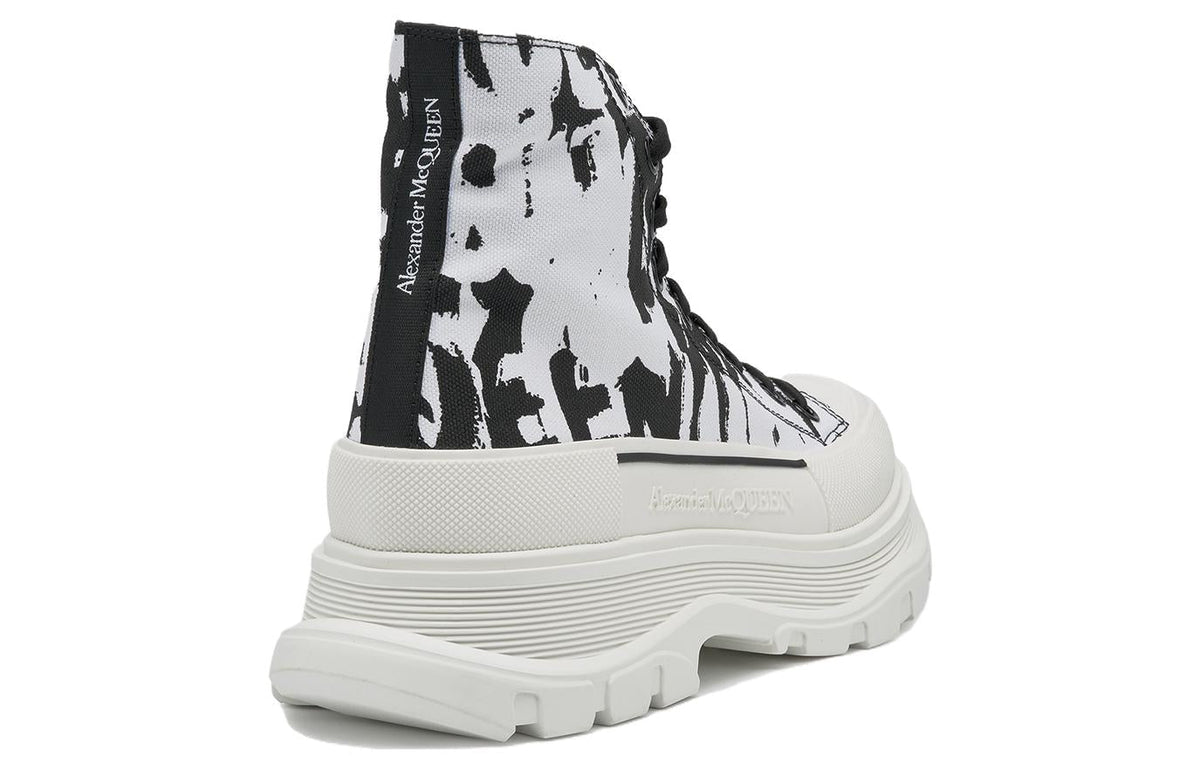Alexander McQueen Tread Slick Graffiti Boots 'White Black Cream' 705667W4TG49356 #