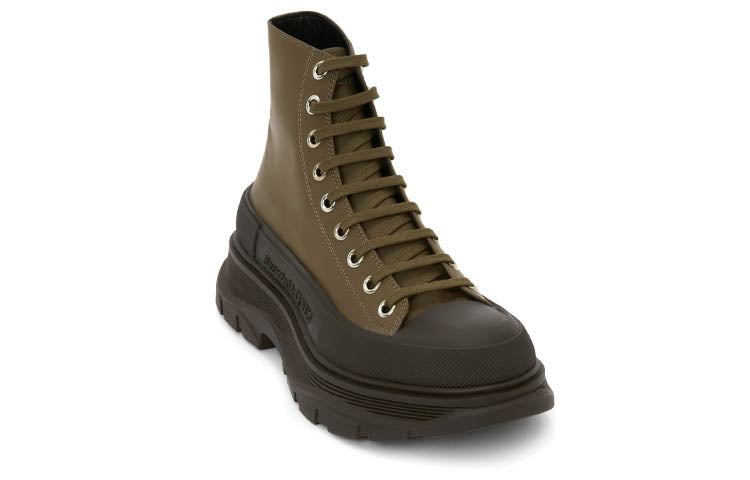 Alexander McQueen Leather Ankle Boots 'Khaki Green' 627206WHYK33238 #
