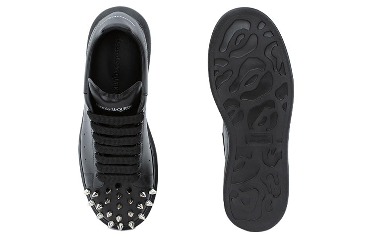 Alexander McQueen Leather Spike Larry Sneakers 'Black' 705807WHTQQ1081 #