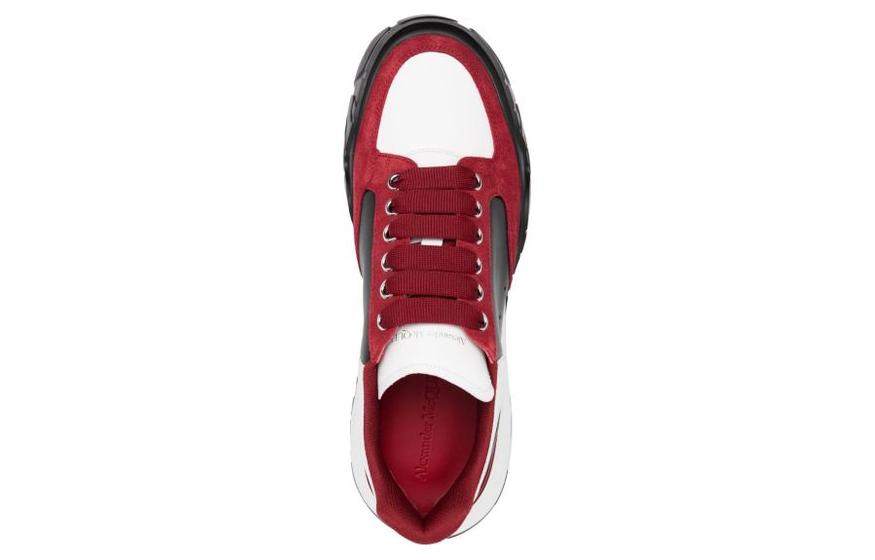 Alexander McQueen Color Block Low-top Leather Sneakers 'Red Black Grey' 667799WID6J8829  #