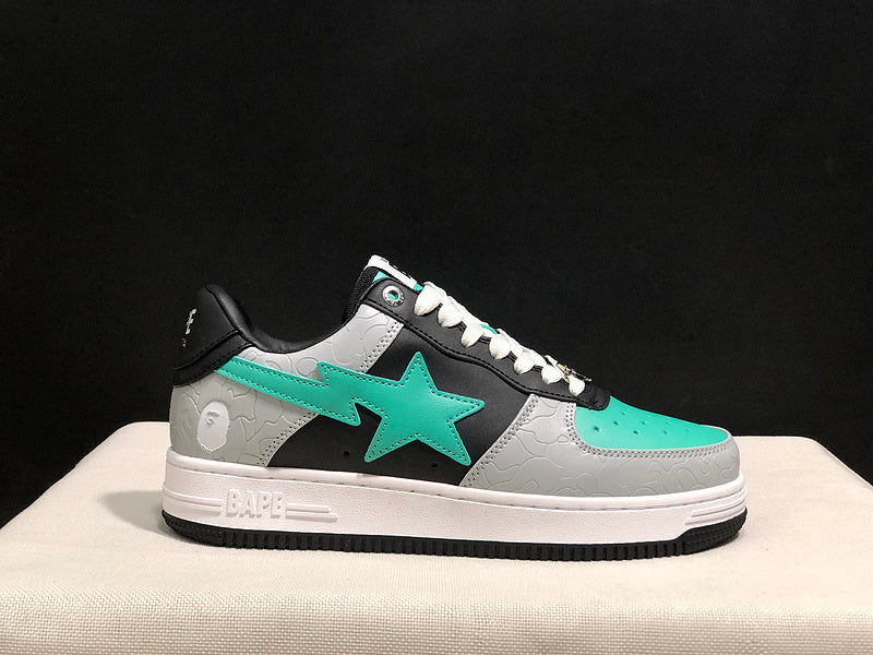BAPE Low-Top Sneakers - Grey/Black/Mint