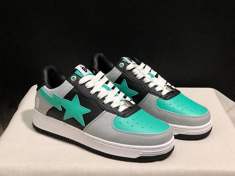 BAPE Low-Top Sneakers - Grey/Black/Mint