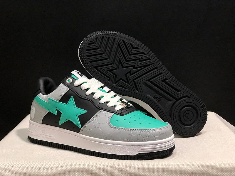 BAPE Low-Top Sneakers - Grey/Black/Mint