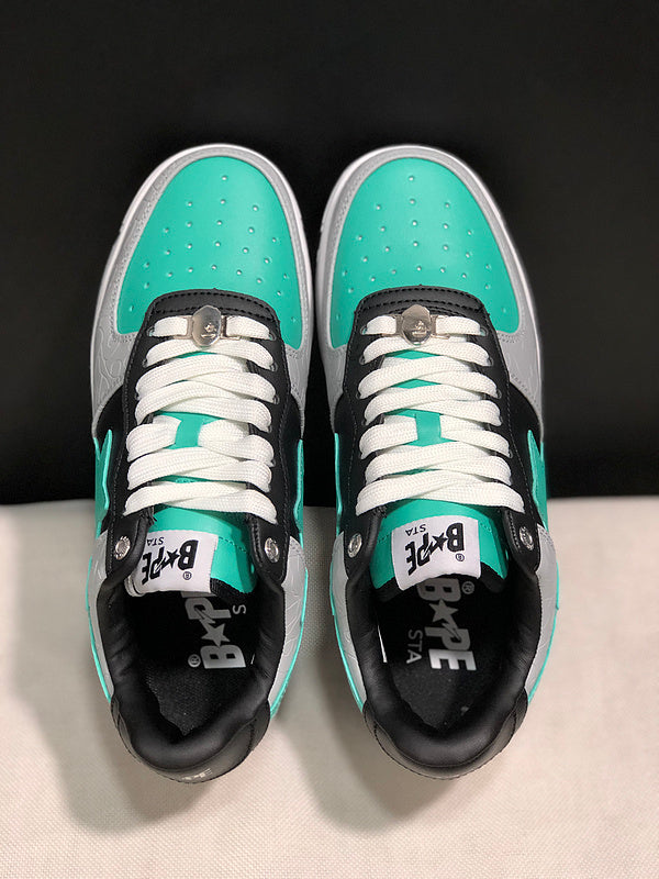 BAPE Low-Top Sneakers - Grey/Black/Mint