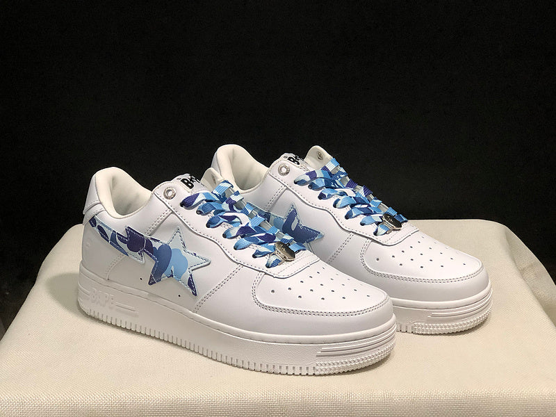 BAPE Low-Top Sneakers - White/Blue Camo