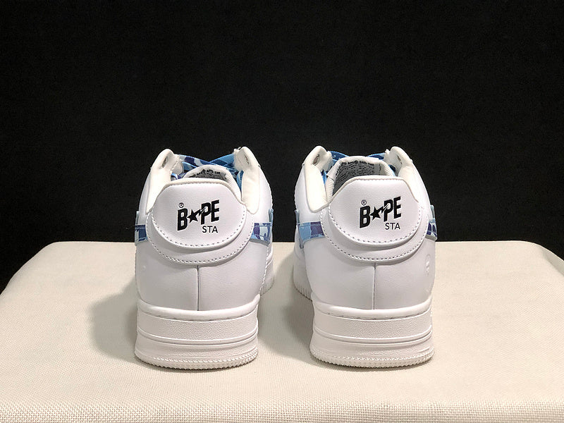 BAPE Low-Top Sneakers - White/Blue Camo