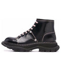 (WMNS) Alexander McQueen Contrast Stitch Tread Lace Up Boots 'Black Pink' 595469WHZ881336 #
